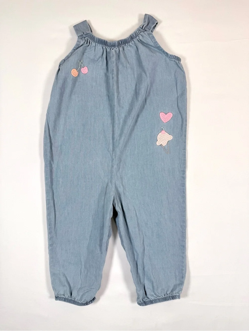 CARTER’S Girls Chambray Ice Cream Cherry Bubble Romper 12M Cottagecore Sweet